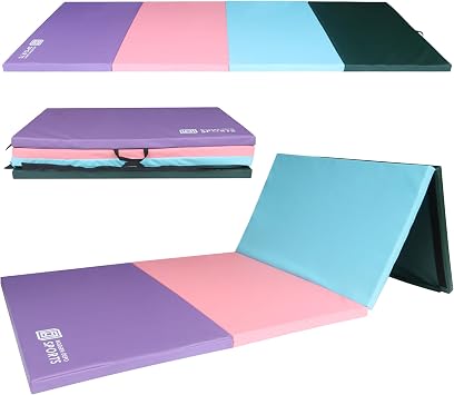 Foldable Exercise Mat 10x4x2" for Gymnastics, Tumbling, Yoga & Aerobics with Carrying Handles - Four Fold Thick by Modern-Depo