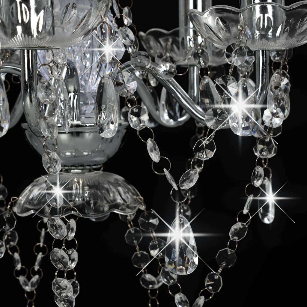 vidaXL Kronleuchter Deckenleuchte Lüster Kristall Lampe Leuchte Wohnzimmer Hängeleuchte Hängelampe Pendelleuchte Deckenlampe Silbern Rund 5xE14