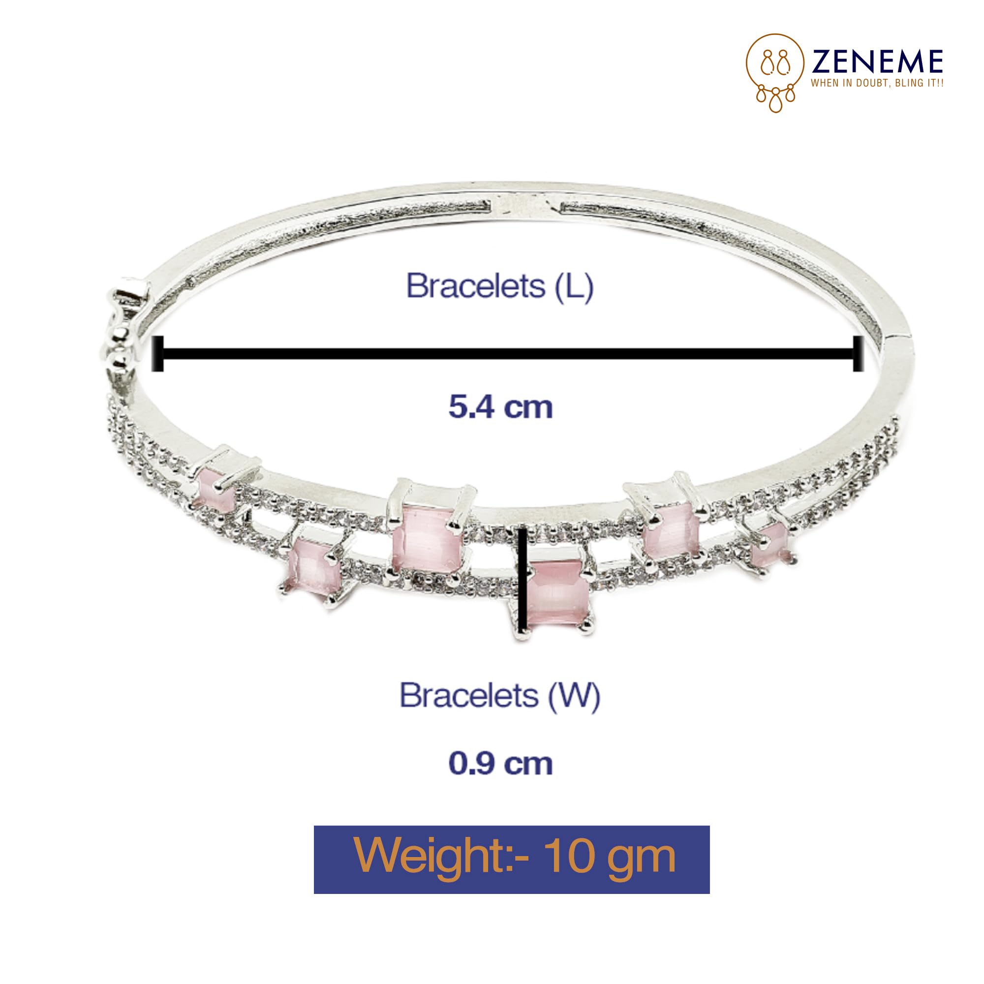 Rhodium-Plated AD Flower Pattern Kada Bracelet For ()