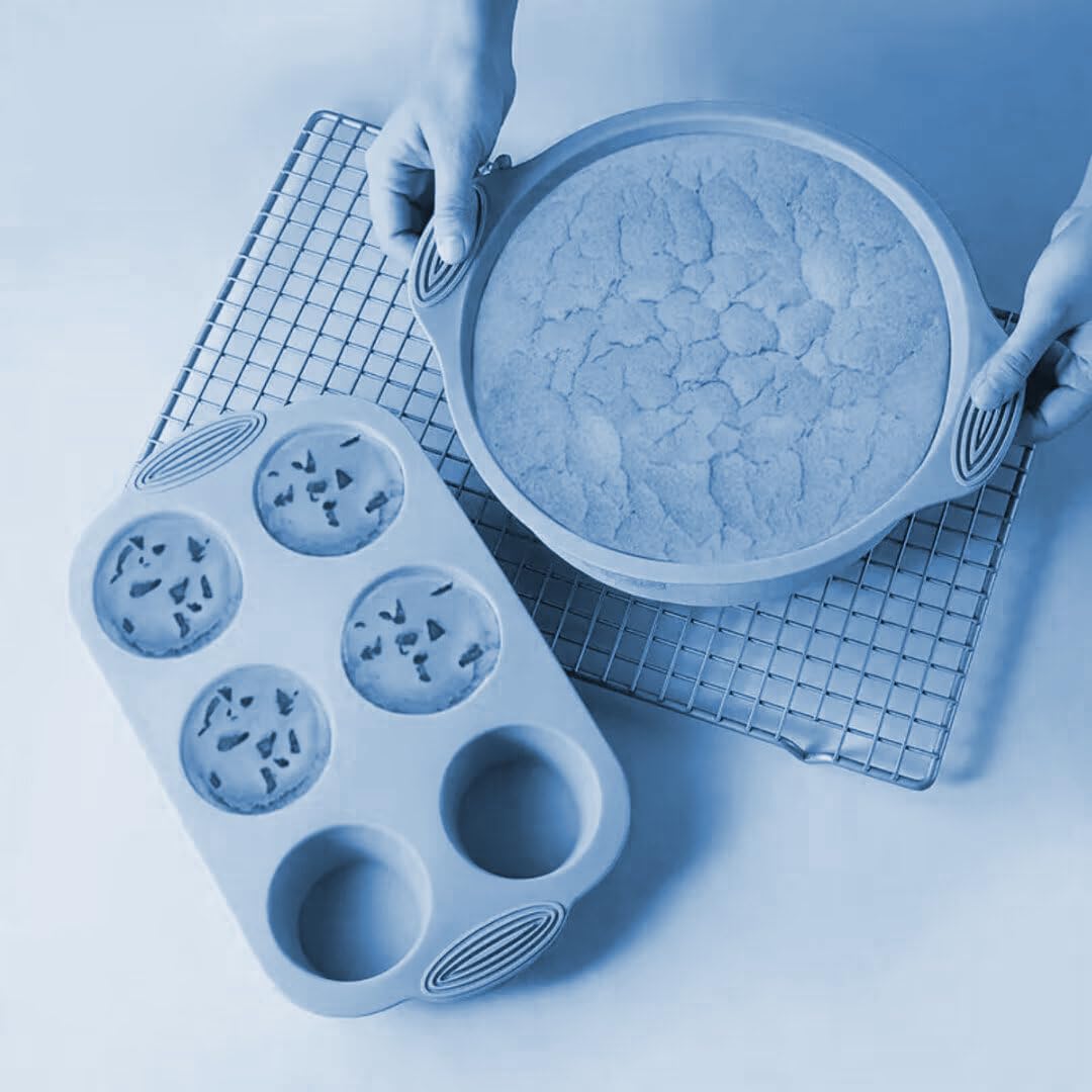 Juego de moldes de silicona 6 en 1, resistentes al calor, accesorios para moldes para tartas, tortitas, mantequilla, cupcakes, pan, magdalenas y utensilios de horno