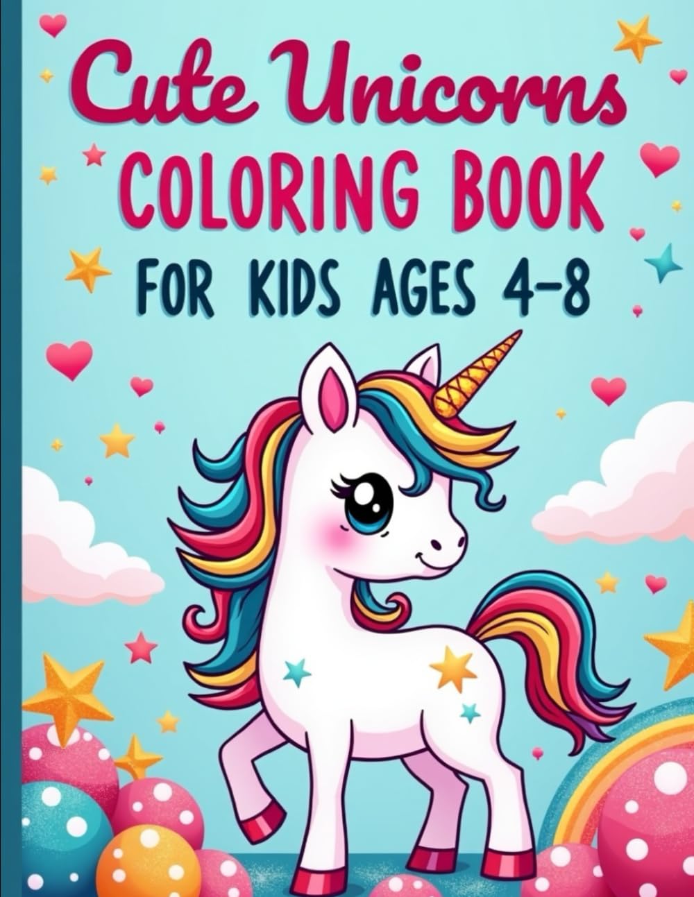 Cute Unicorns Coloring Book for Kids Ages 4–8: Fun and Easy Coloring Pages with Bold Lines