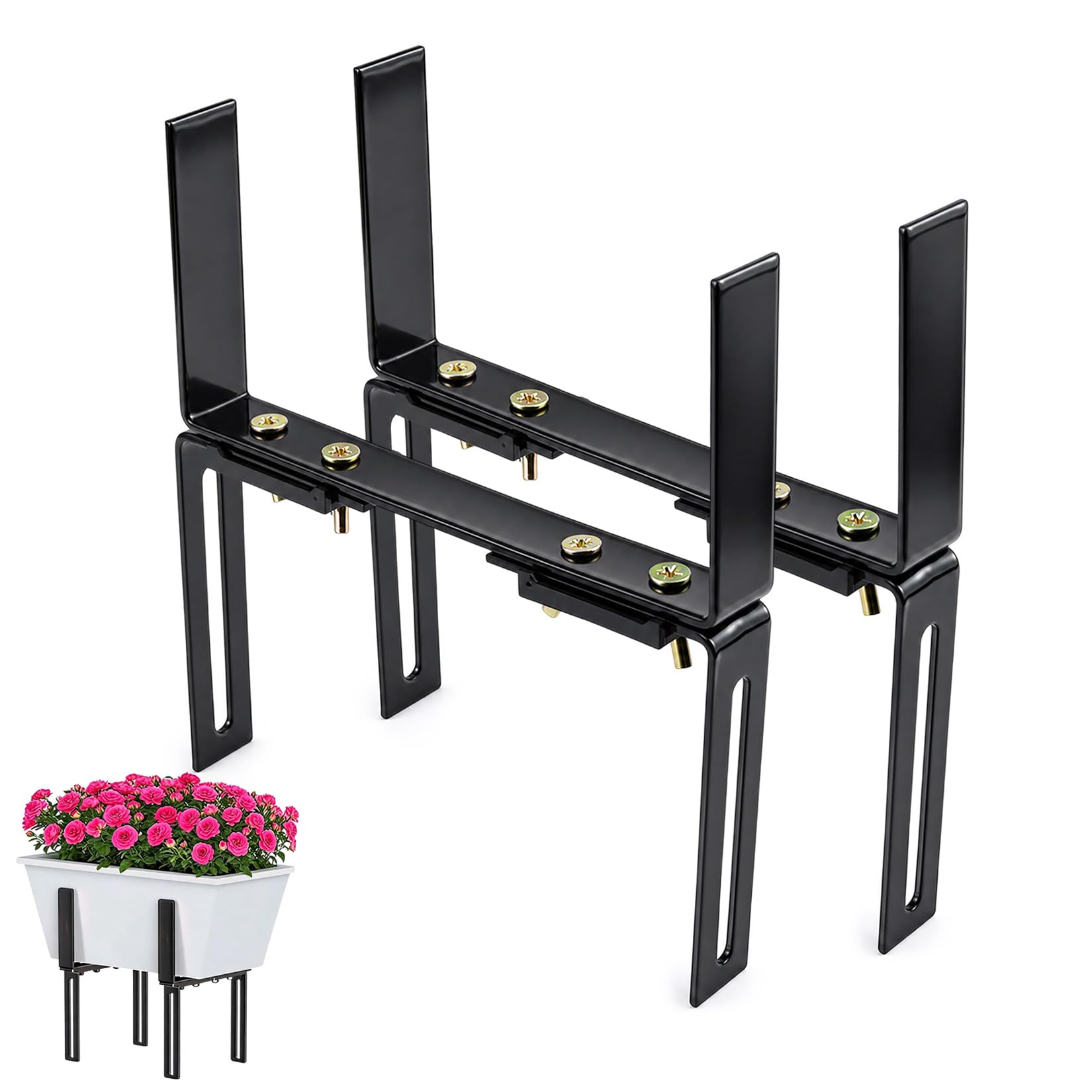 Xujinsongg Set of 2 Flower Box Brackets Balcony H Shape Box Holder