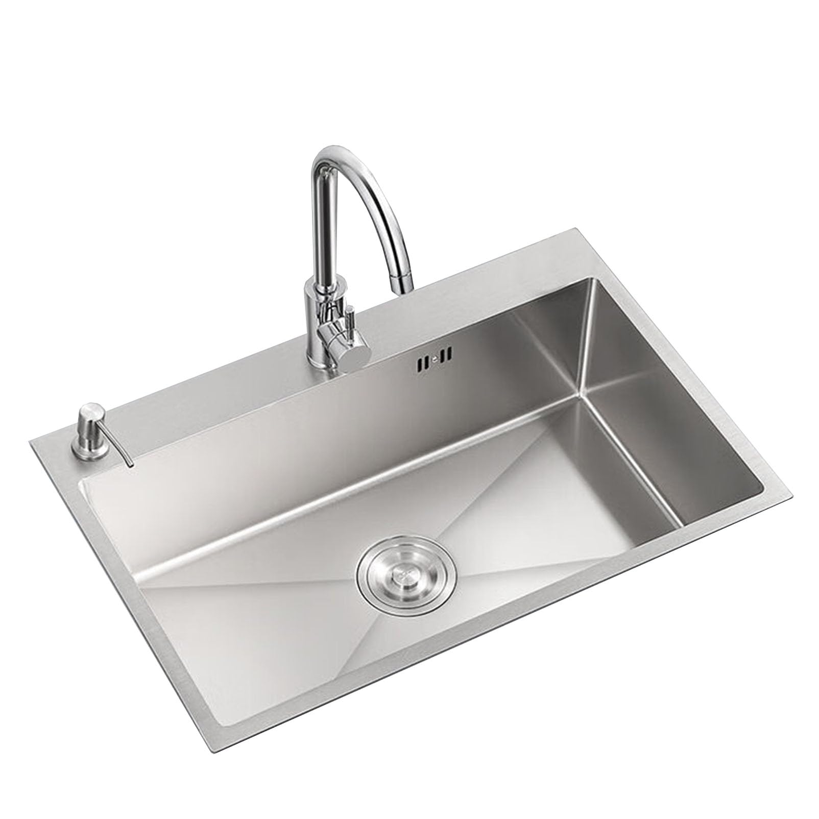 ZQFHSX Stainless Steel Kitchen Sink, Utility Square sink, Undermount Single Bowl with Drainer Unit and Tap,for Garage, Restaurant, Kitchen, Laundry,Room
