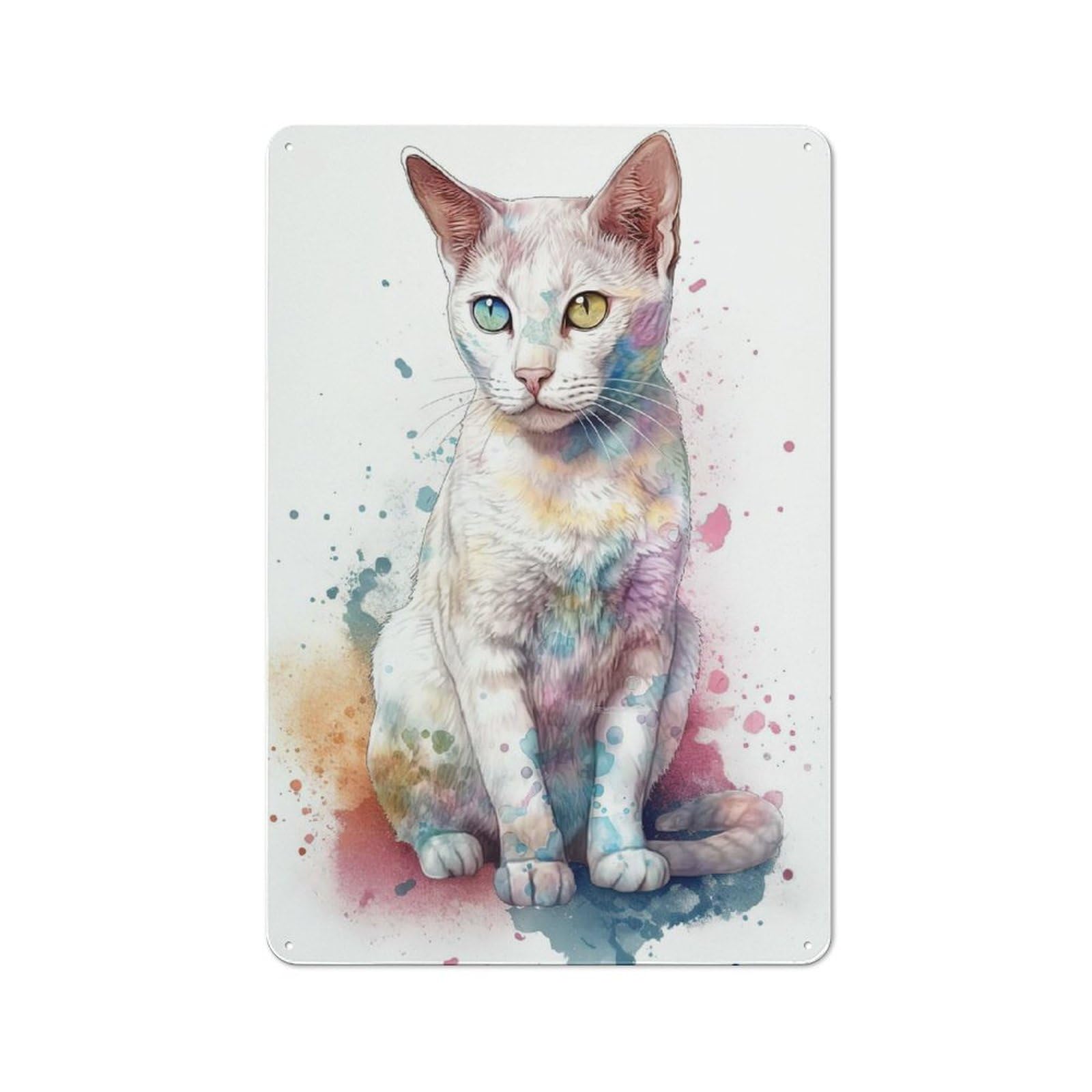 Junmoney Style-12 30X20cm Retro Tin Sign With Japanese Bobtail Cat For Home Office Or Studio, For Home Interiors, Feature Walls And Decorative Displays