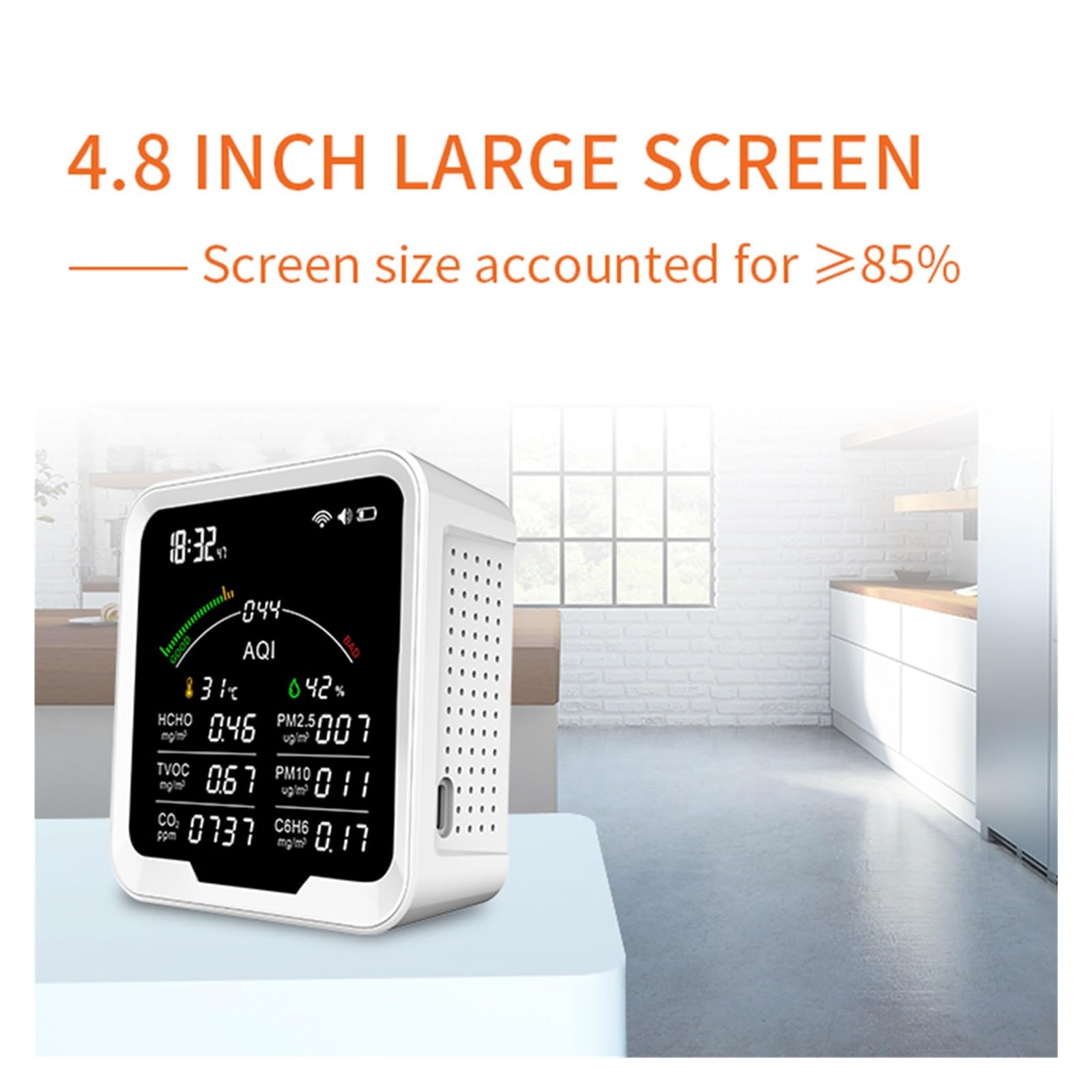 Air Quality Monitor Indoor, 10 In 1 Luchtkwaliteit Detector CO2