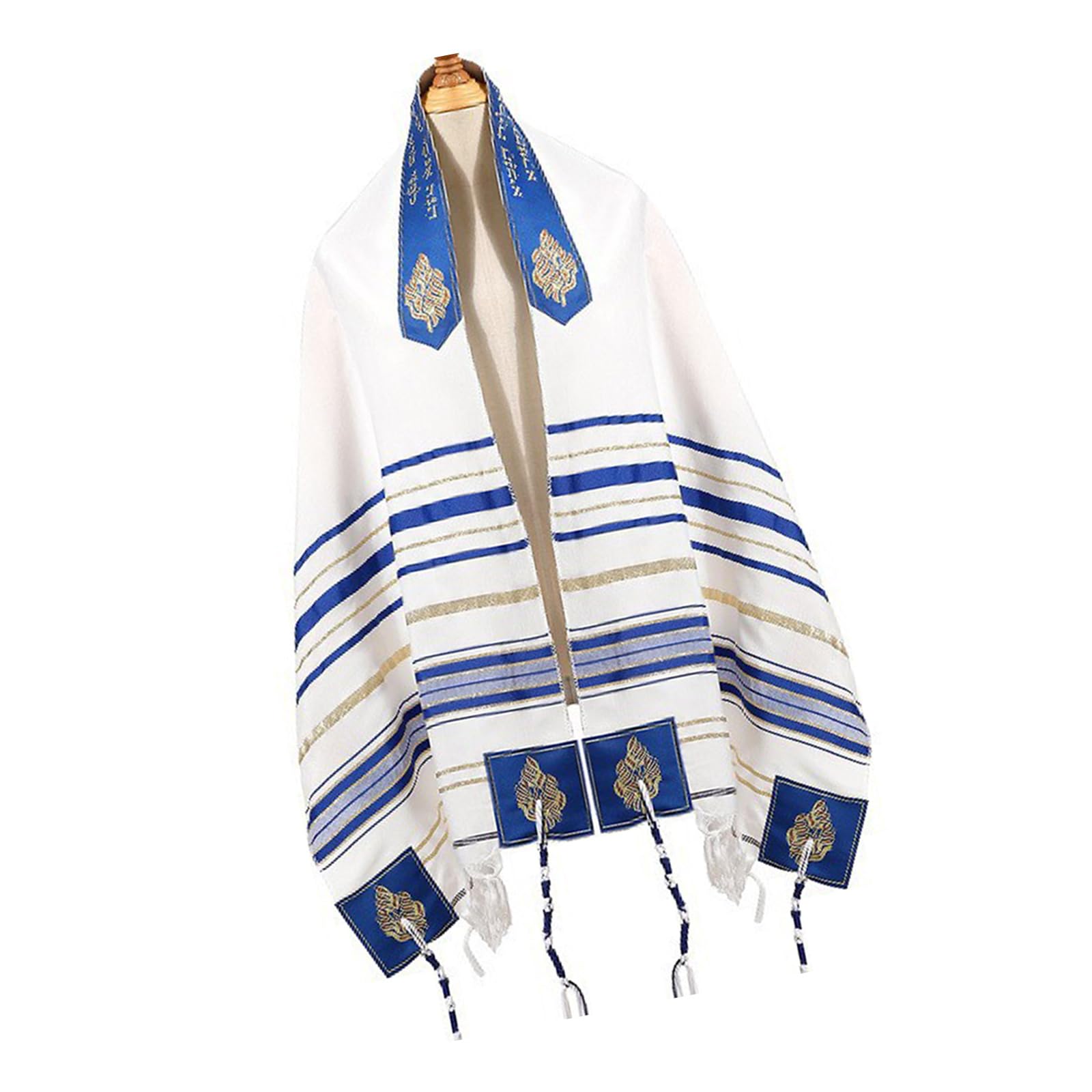 Temooues Unisex Royal Blue Oversized Jews Prayers Shawl For Religious Ceremonies And Cultural Event 60X180cm Traditional Tallit For Worships Prayers Shawl