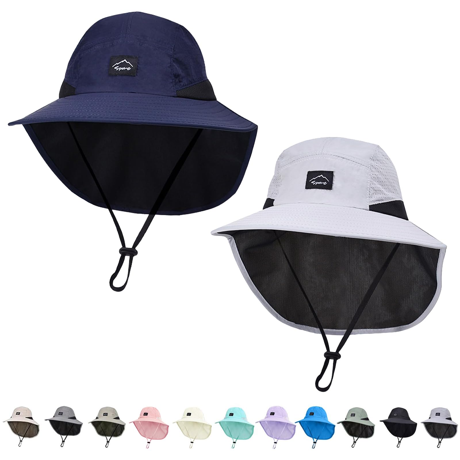 ZOORON Kids Sun Hat with Neck Flap UPF 50+ Beach Hats for Baby Boys Girls
