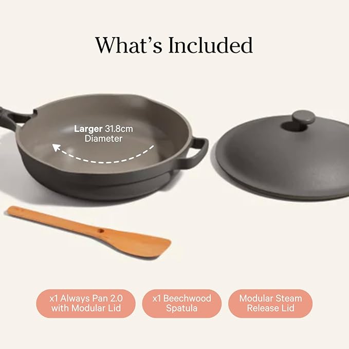 This pan is celebrated for its innovative 10-in-1 functionality, allowing it to be used for frying, sautéing, steaming, braising, boiling, and more. Its design includes a steamer basket, strainer, and a spatula that rests on an integrated holder, enhancing its practicality and multifunctionality. The pan is compatible with all types of cooktops—including induction—and is oven-safe, withstanding temperatures up to 232°C (450°F).