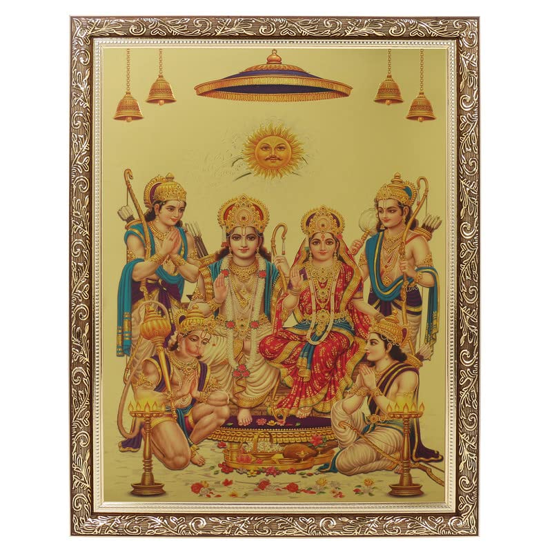 Ram Sabha photo d'art en feuille d'or cadre doré 35x45 cm