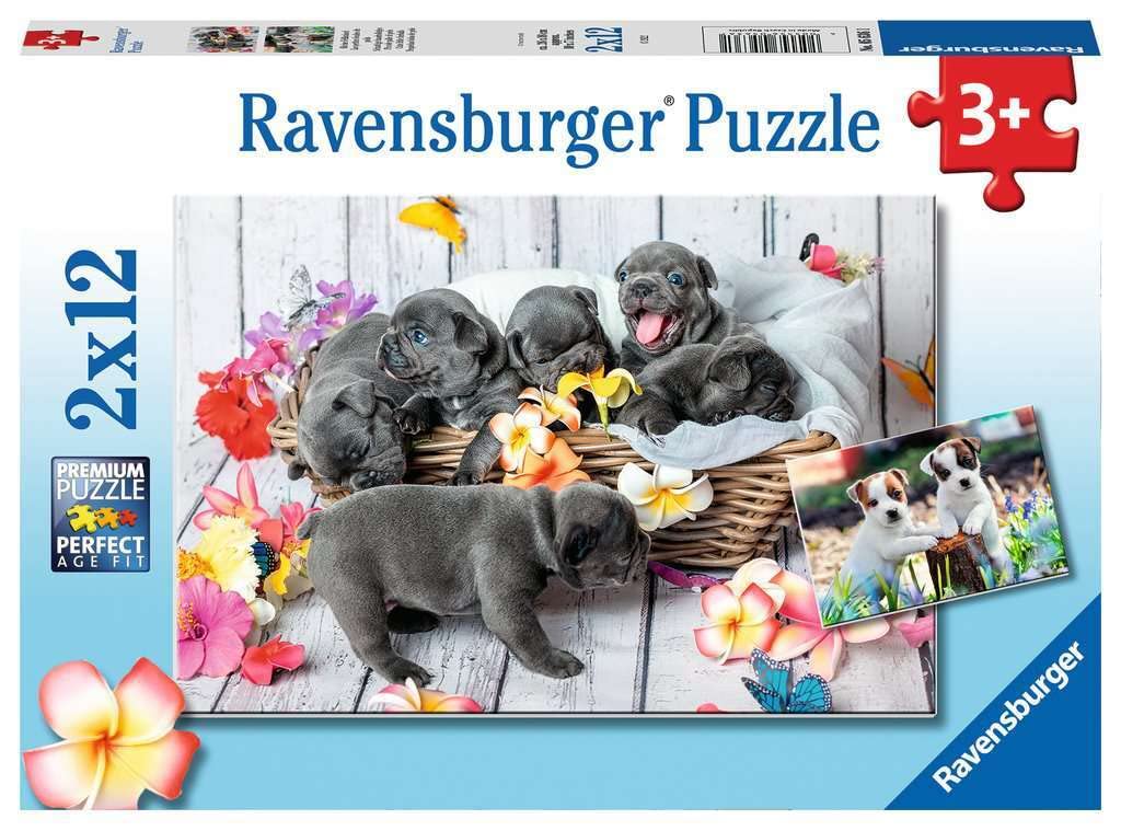 Ravensburger, 2x12p Puzzle Yavru Köpekler, Çocuk Puzzle