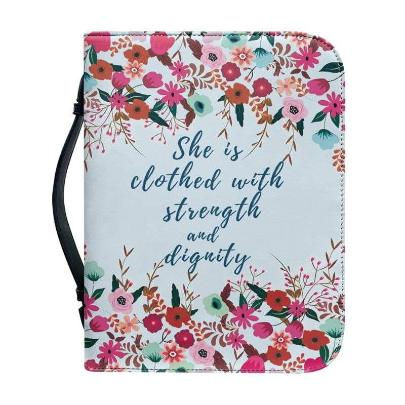 Garronmavis Flowers Lord Quote Bible Cover for Women, God Saying Zippered Bible Books Case, Aesthetic Floral Arts Bible Bag - L — image 1