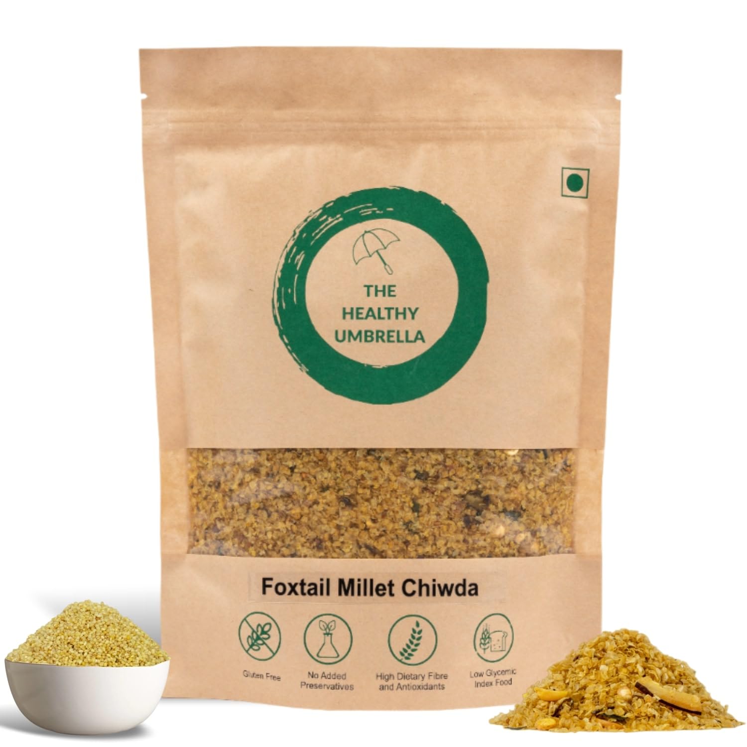 The Healthy Umbrella Foxtail Millet Chivda 165 gm Each (Pack of 2) is Perfect for Anytime Munching, Tea Time Nutritious Snack High Fiber Gluten Free Made with Unpolished Millet (B0CHJZM2HL) Amazon Price History, Amazon Price Tracker