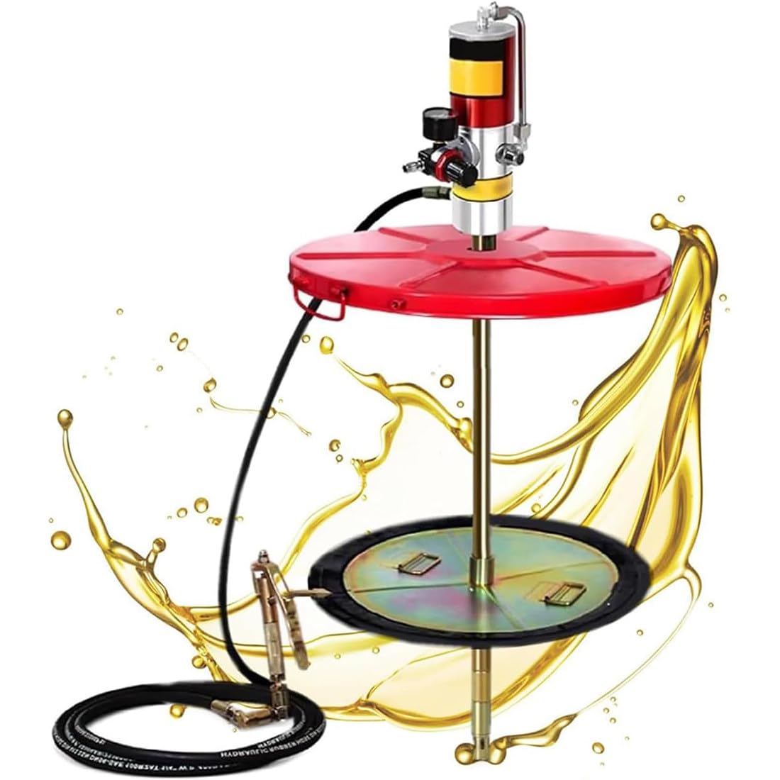 Myuyee As Shown Air-Operated Grease Pump, 50:1 Ratio High-Pressure Grease Gun For Agricultural Machinery, Portable Lubrication Dispenser With 0.85 L/Min Flow