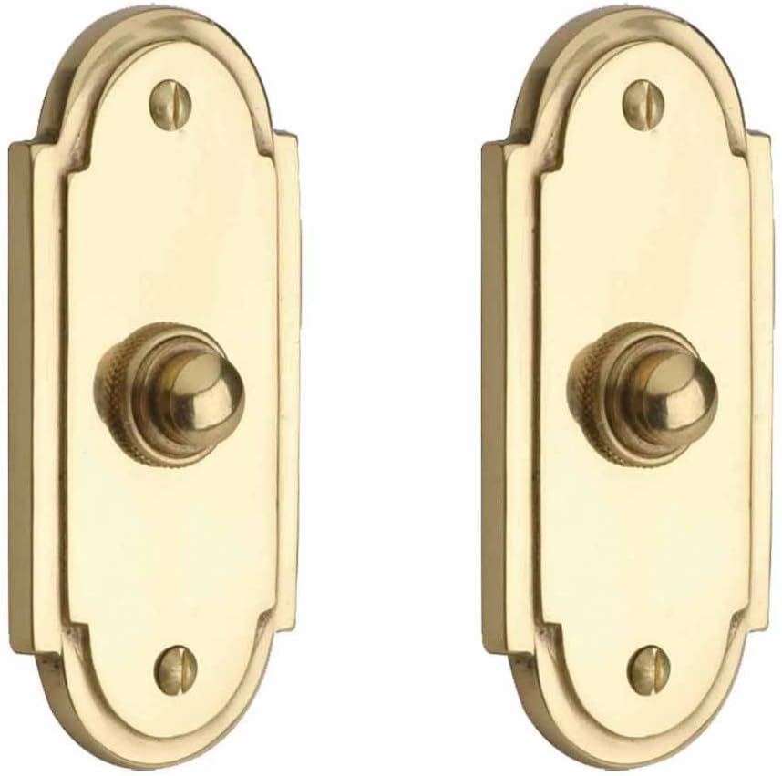 Renovators Supply Manufacturing Doorbell Button 4 in. Lacquered Brass Wired Vintage Push Button with Mounting Hardware Pack of 2