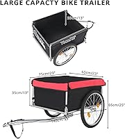 Vista 4 de PEXMOR Remolque de carga para bicicleta, carrito de bicicleta plegable con enganche universal para bicicleta y rueda de liberación rápida de 20