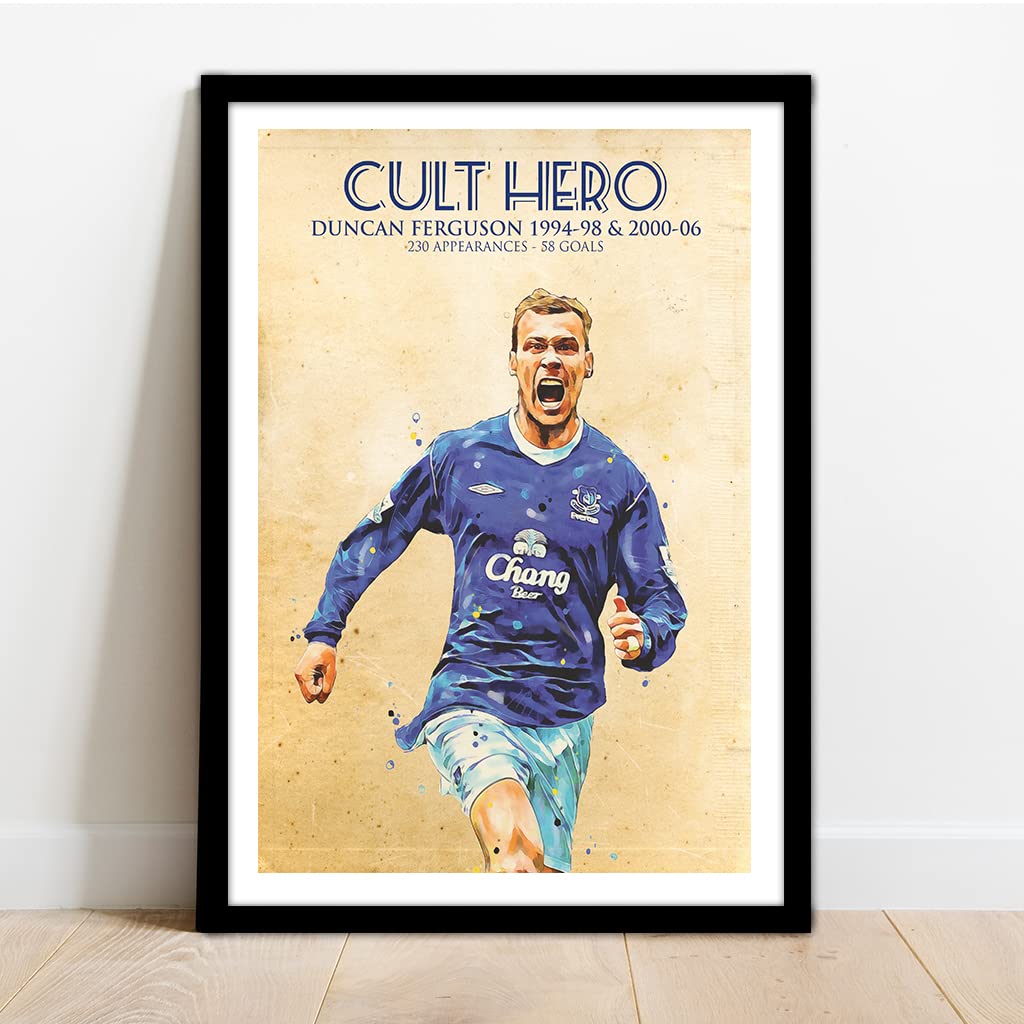 The Football Print Room Unisex Black Everton Legend - Duncan Ferguson - Framed Football Art Print