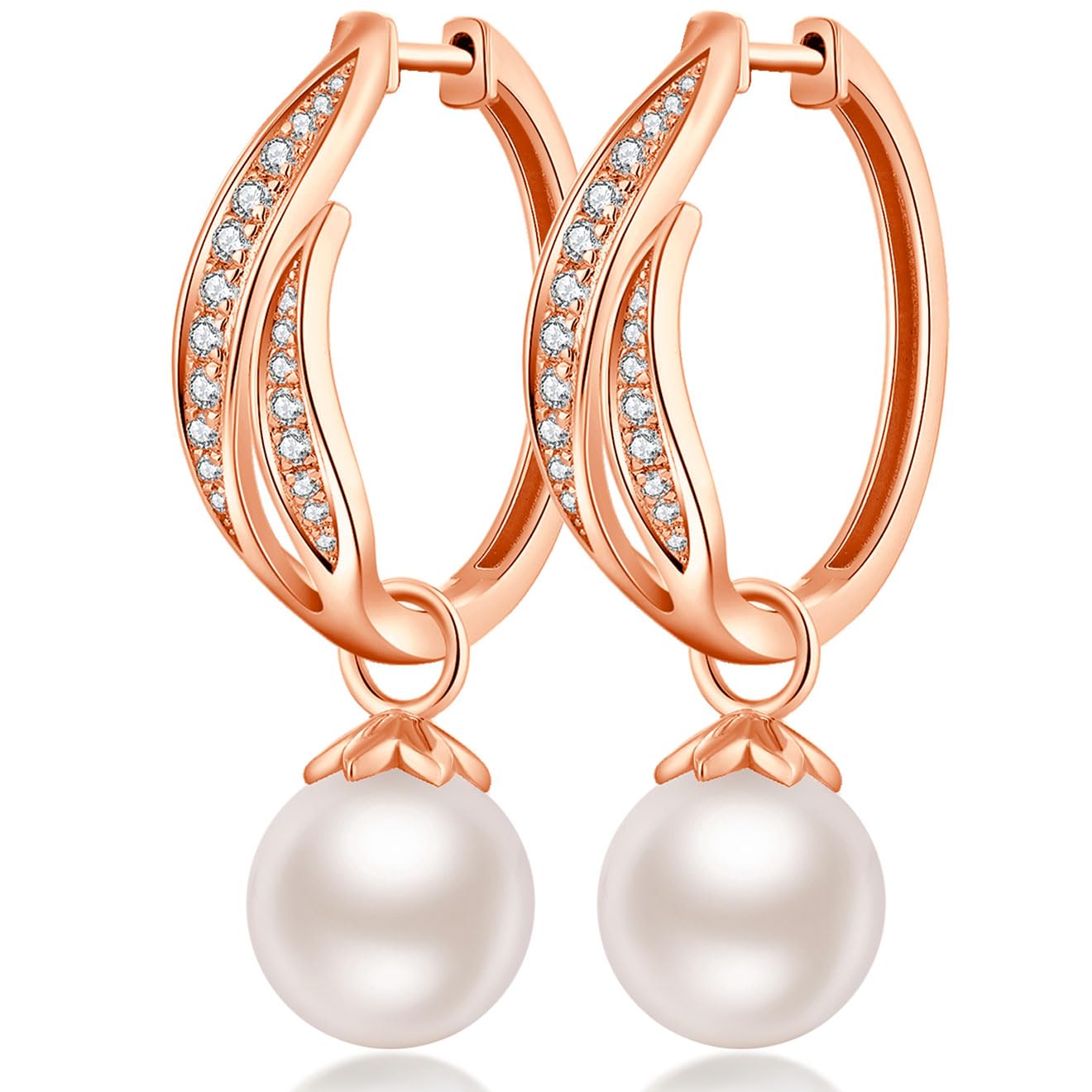 Creolen mit Perle Ohrringe Rosegold Damen Ohrringe Creolen S