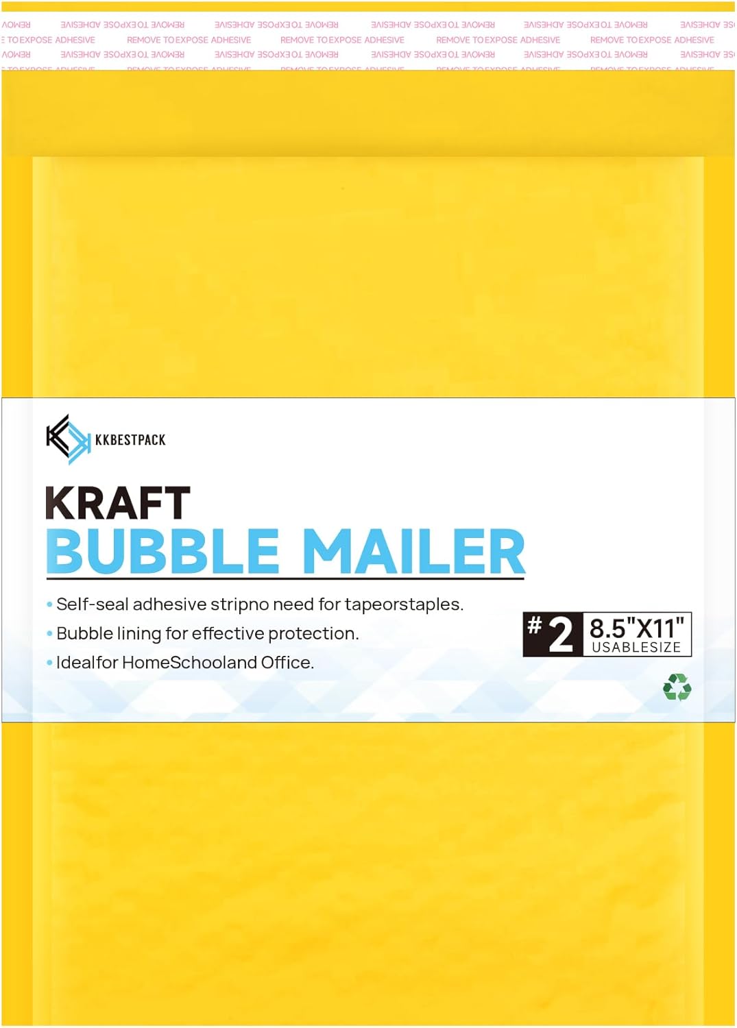 Kkbestpack Kraft Bubble Mailers #2, Self-Seal Padded Mailing Envelopes, Pack of 100, 8.5 x 11 Inches 8.5x11 100.0