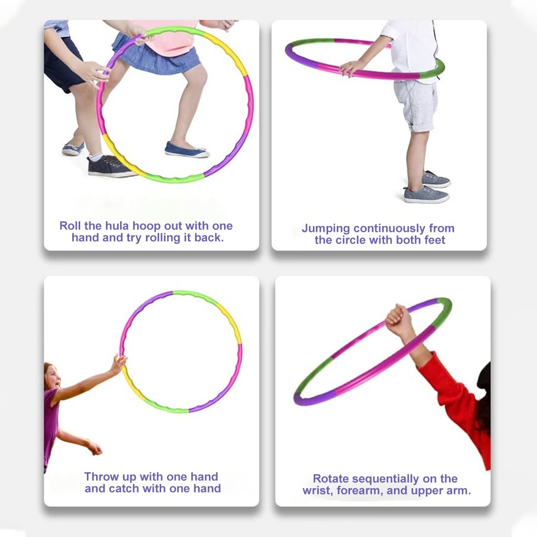 HAGNA Hula Hoop con Peso 8 Parti in Plastica Rimovibile con Corda per Saltare Ginnastica Danza Adulti