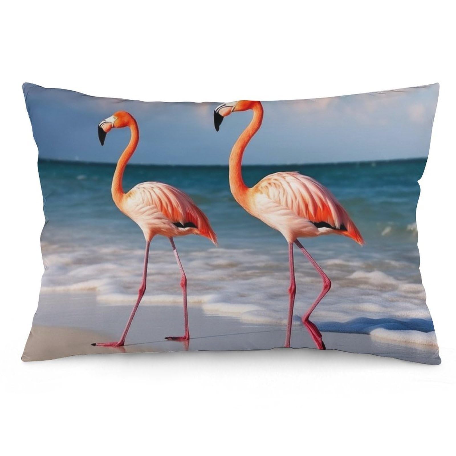 NTVOWPZO 2 Pack Decoration Throw Pillow Covers 12 "x20 Pillowcases Covers Flamingo On The Beach Pillowcases Modern Farmhouse Home Decor Sofa Cushions Covers for Couch Bed Living Room