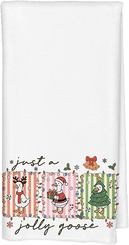 Miniatura 8 de Paños de Cocina Florales Bohemios de Reno Navideño, Toallas de Mano Decorativas Navideñas Florales Retro Groovy de los 70s Rosa y Verde para Reno