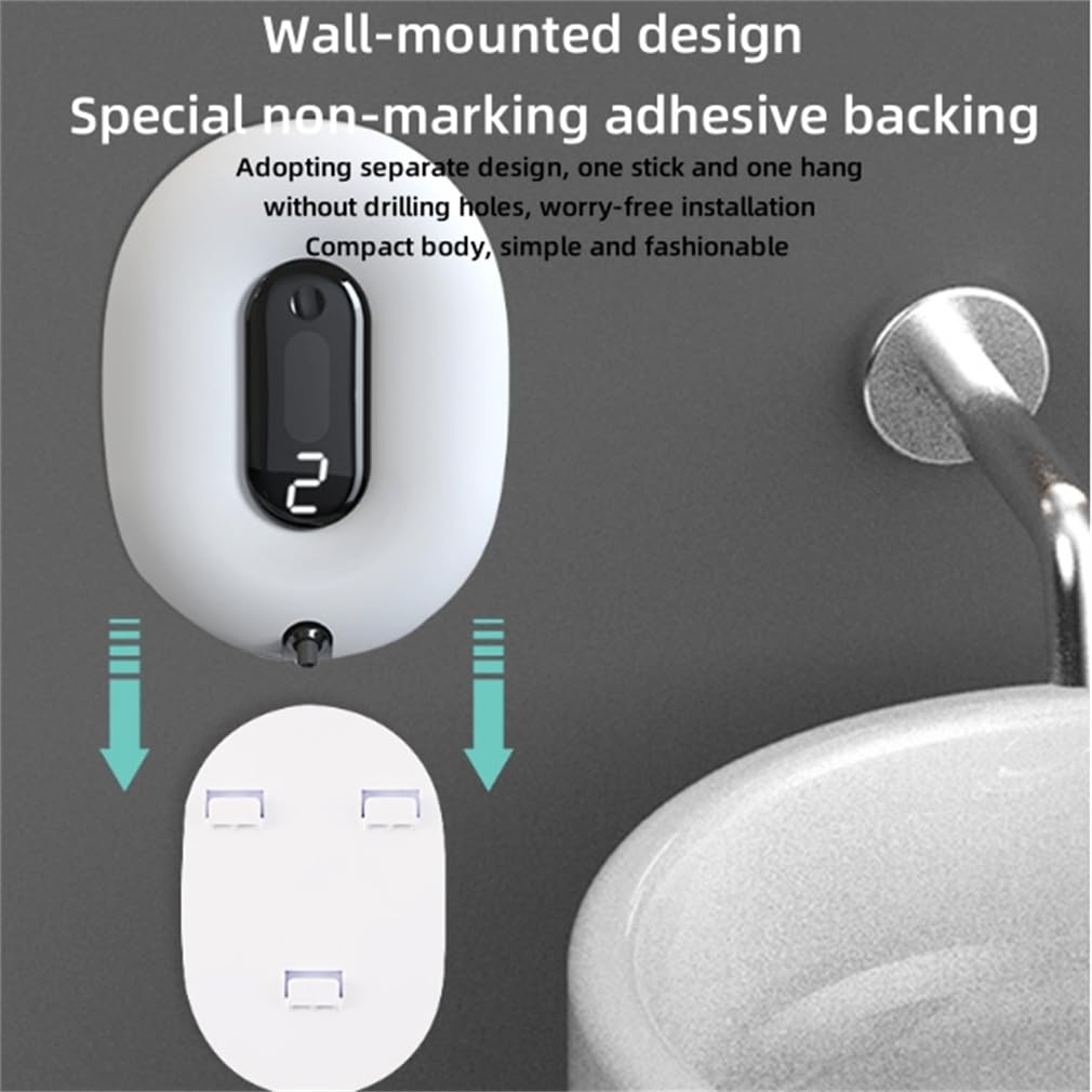 Dispensador Automático De Jabón Sin Contacto, Dispensador De Jabón Espumoso Sin Contacto 280Ml, Pantalla LED Y Depósito De Agua Oculto, Dispensador De Jabón Manos Libres Recargable,Gray
