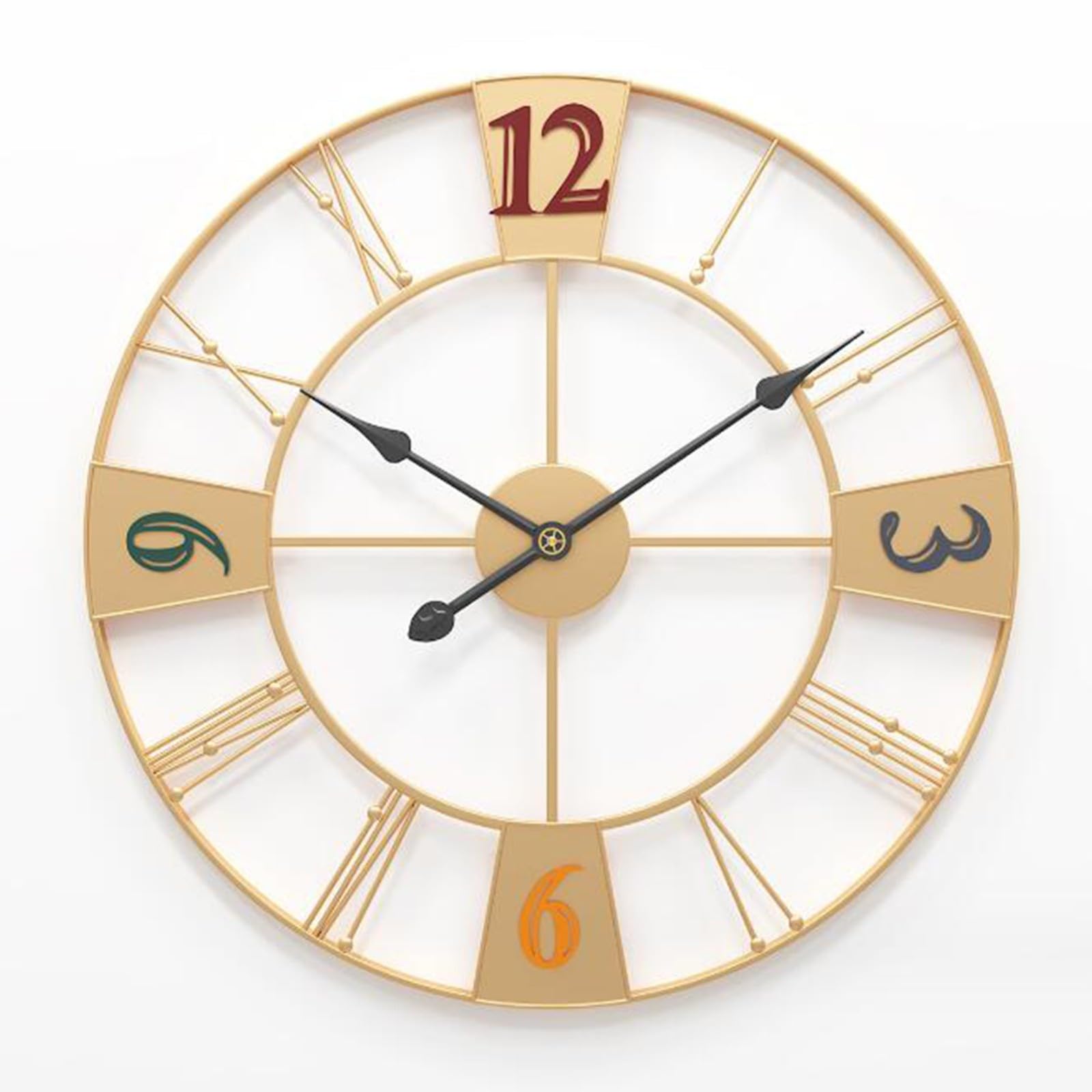 Grande horloge décorative pour salon et café style contemporain chic avec mécanisme silencieux