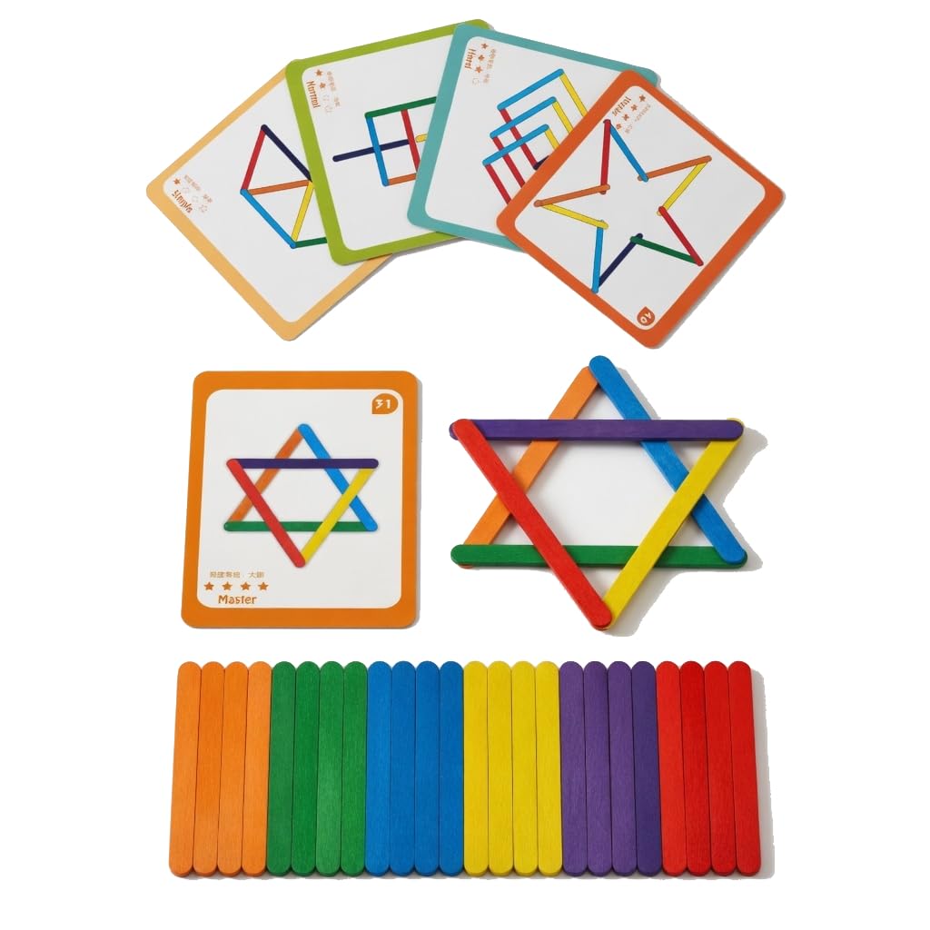 Ultimate Popsicle Stick Challenge – Wooden Pattern Building Game with 20 Vibrant Design Cards & Colorful Craft Sticks for Creative Play-image-46