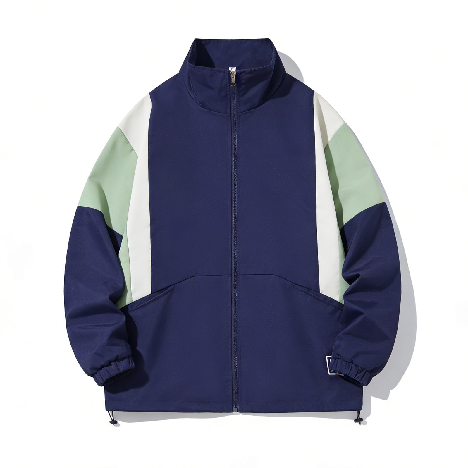 GURUNVANI Patchwork-Jacke für Herren, durchgehender Reißvers