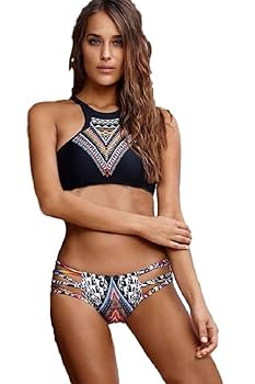 Amazon.co.jp: セクシー ハイネックビキニ 水着 レディース