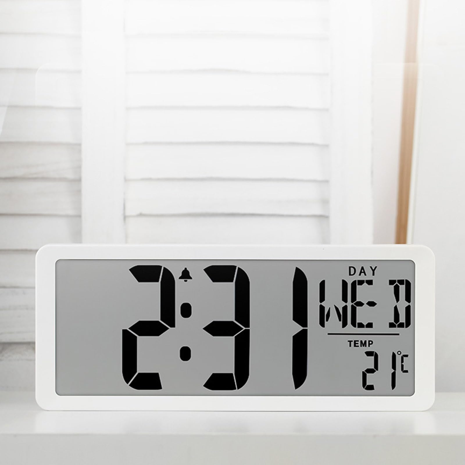 Große digitale LCD Wanduhr mit Temperatur und Datumsanzeige – 35, 6 cm (14 Zoll) leise mit Weckern für Heimbüro, Wanduhr Aufhängen