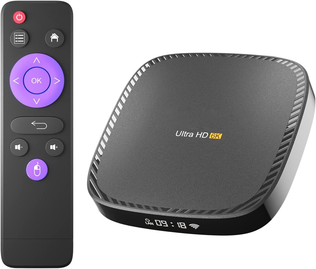 IDEALROYAL Android 10.0 TV Box, Boîtier Android TV 4 Go RAM 128 Go ROM RK3318 Quad-Core WiFi 2.4 GHz 5.0 GHz 4K HD BT5.0
