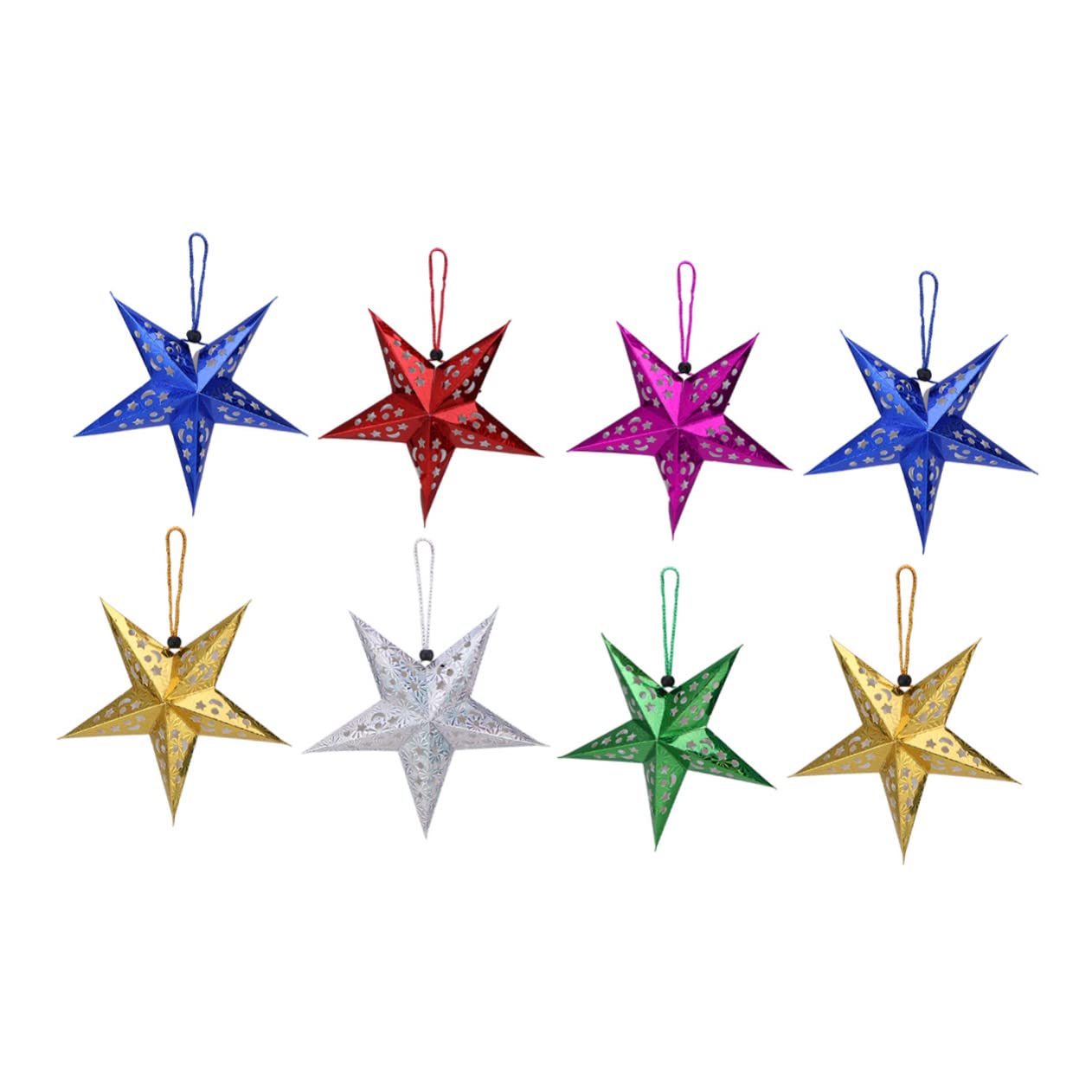 ARTIBETTER Paper Star Lampshade Set 8 Pieces Shiny Pentagram Ceiling Hanging for Holiday Decorative Lighting Accessories