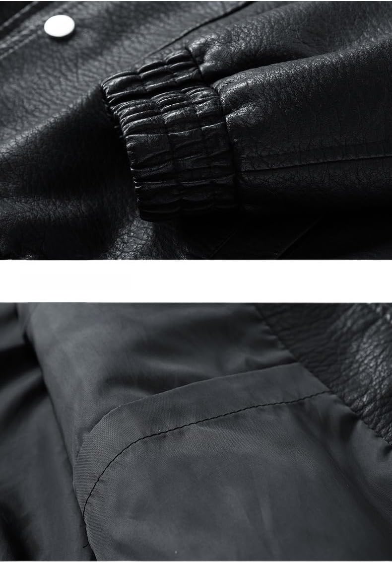 Men's Trend Oversize Bomber Jackets Men's Washed PU Jacket For Spring Faux Leather Coat Vintage Classic Coats Street Wear