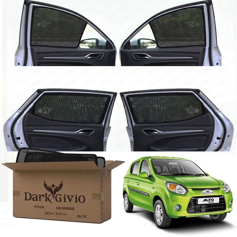Image of Car Window Sun Shade Protector for Alto 800 | Exact Fit Non-Magnetic Half Cut Sunshade (Set of 4 /6) | UV Blocker Side Window Car Curtains & Interior Accessory