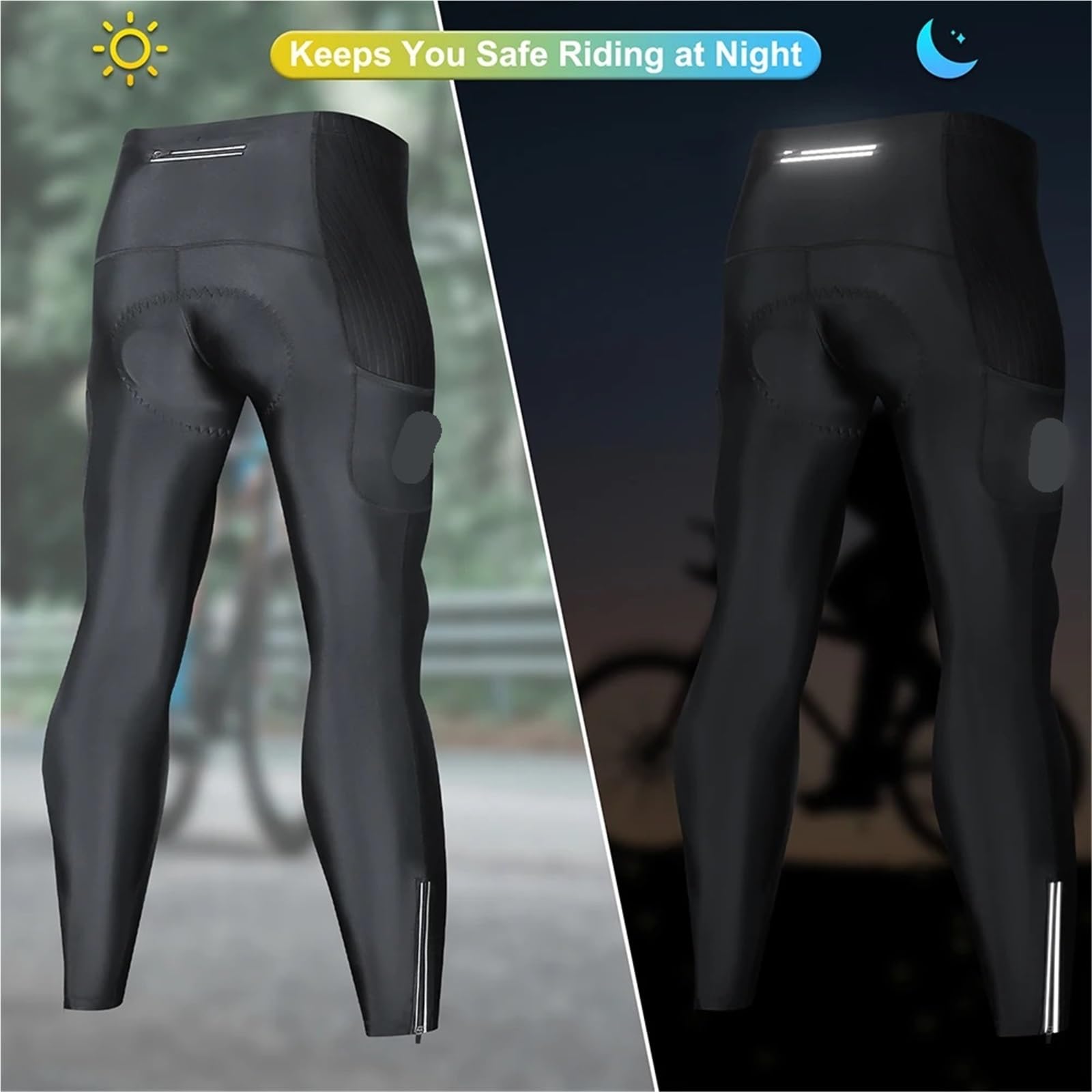 Pantalones Largos De Ciclismo 2 uds Pantalones de Bicicleta 5D Gel Acolchado Medias de Ciclismo Leggings Pantalones Largos de Ciclismo de Carretera de montaña al Aire Libre for Hombre
