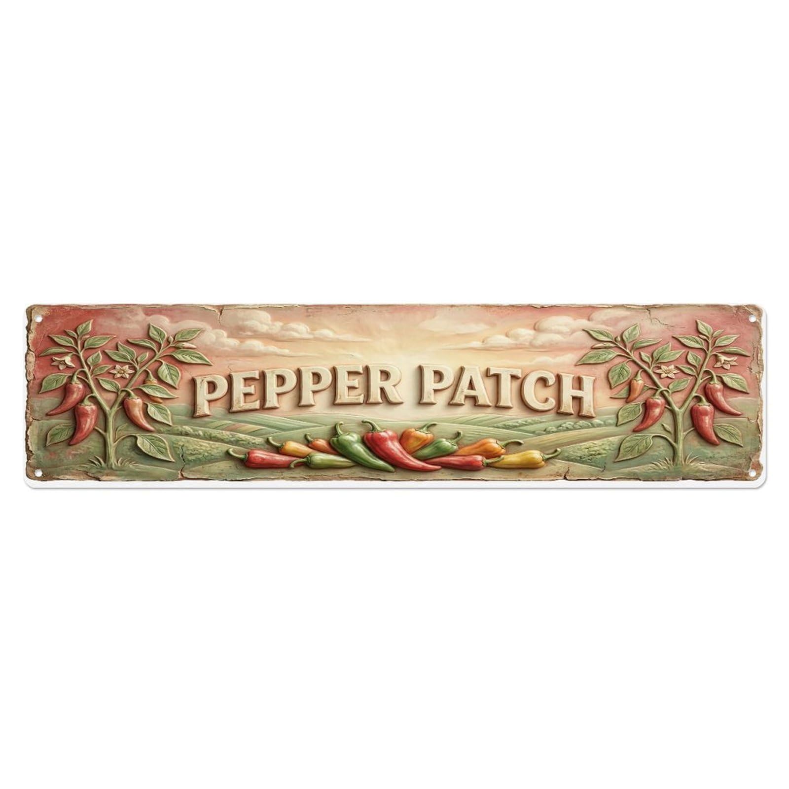 Fqcyn Style Metal Tin Sign Vintage Cottagecore Garden Pepper Patch