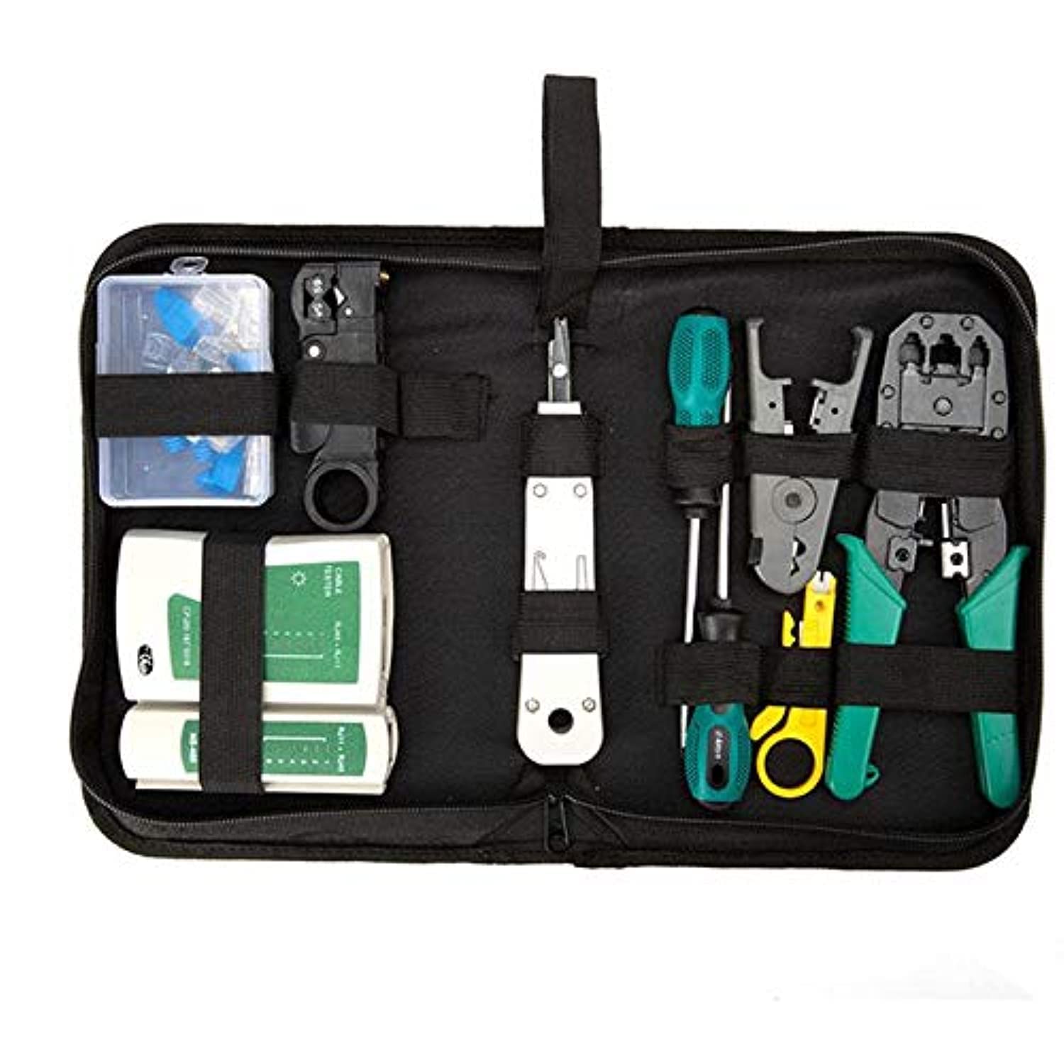 RJ45 RJ11 RJ12 CAT5 CAT5e Portable LAN Network Repair Tool Kit - Set of 14 Pieces