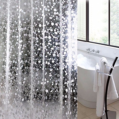NTT PEVA Shower Curtain Liner with Hooks 32X72 Inches, Waterproof Mildew Resistant Curtains, Non Toxic, Odorless, Rust-Proof, Antibacterial Stall Shower Liners Cobble Stone Pattern Bathroom Tub Decor