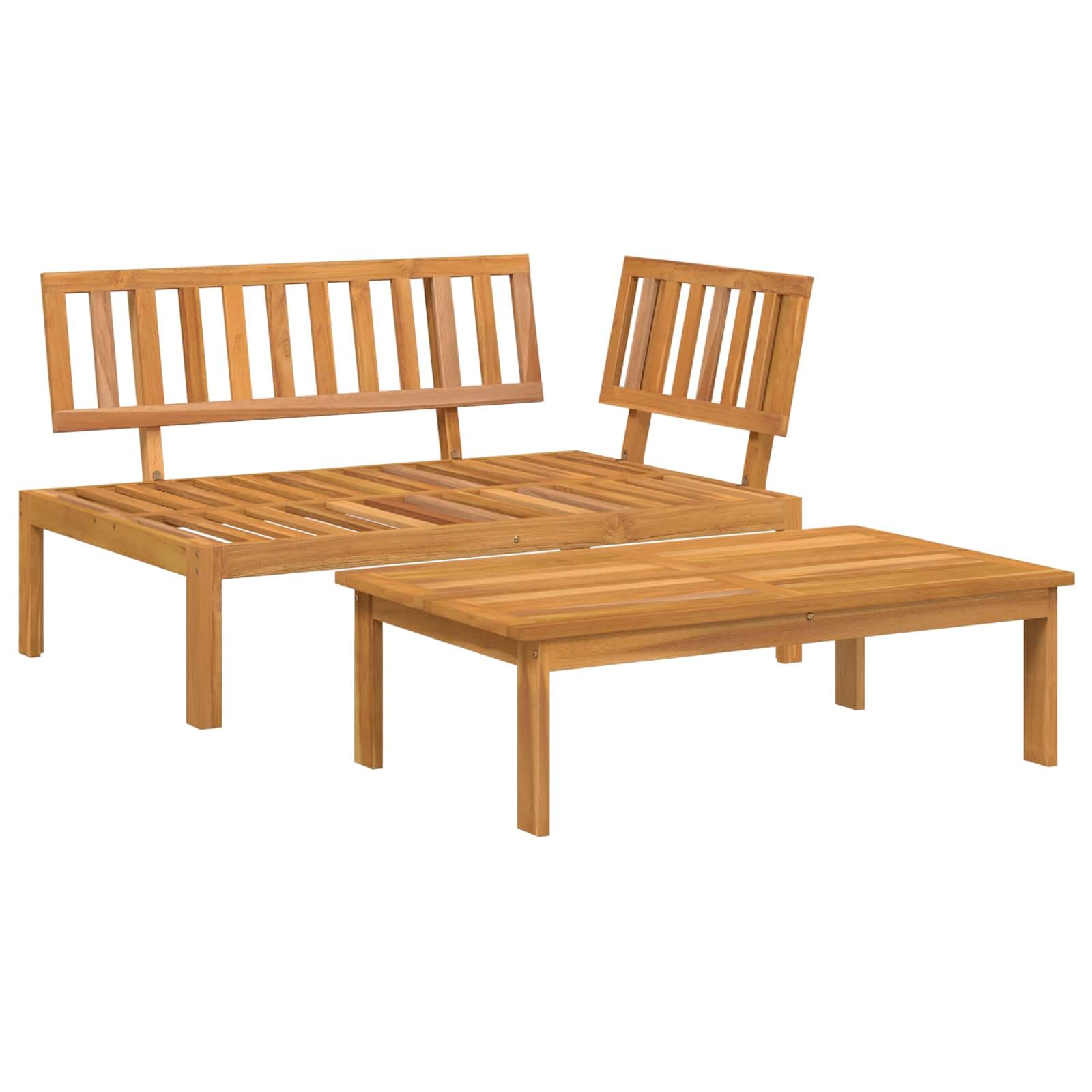 Sofa Set Anthrazit mit Kissen aus massivem Akazienholz 2-teiliges Moebelset für Garten und Terrasse mit Tisch und Outdoor-Sitzgruppe, modular, wetterfest, modernes Design