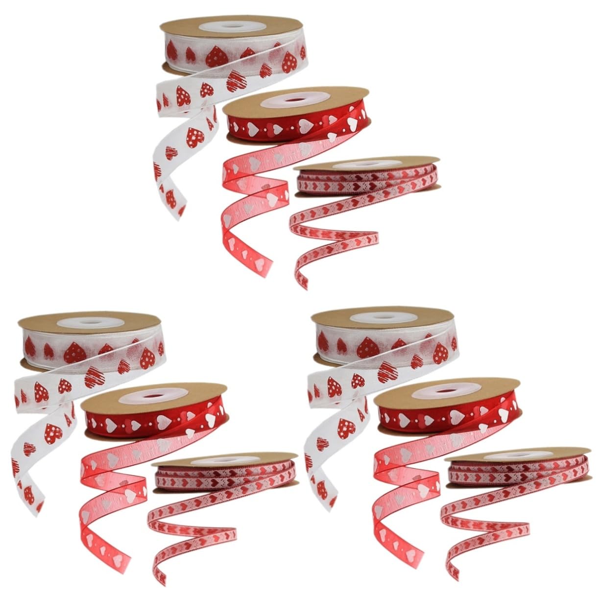 VILLCASE 3 Sätze Valentinstag Banddekor Valentinstag Bänder Aufkleber Bögen Herz Valentinsgrüße Verpackungsband Sackleinen Liebe Strasssteine Stift Hochzeitsband Gold Polyester 3 Rollen * 3
