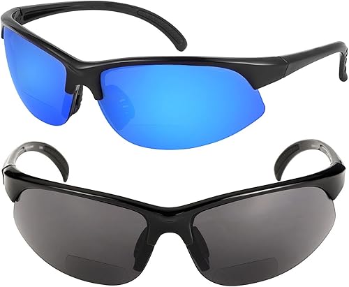 2 pares de lentes de sol ligeros polarizados bifocales para lectura para hombres y mujeres