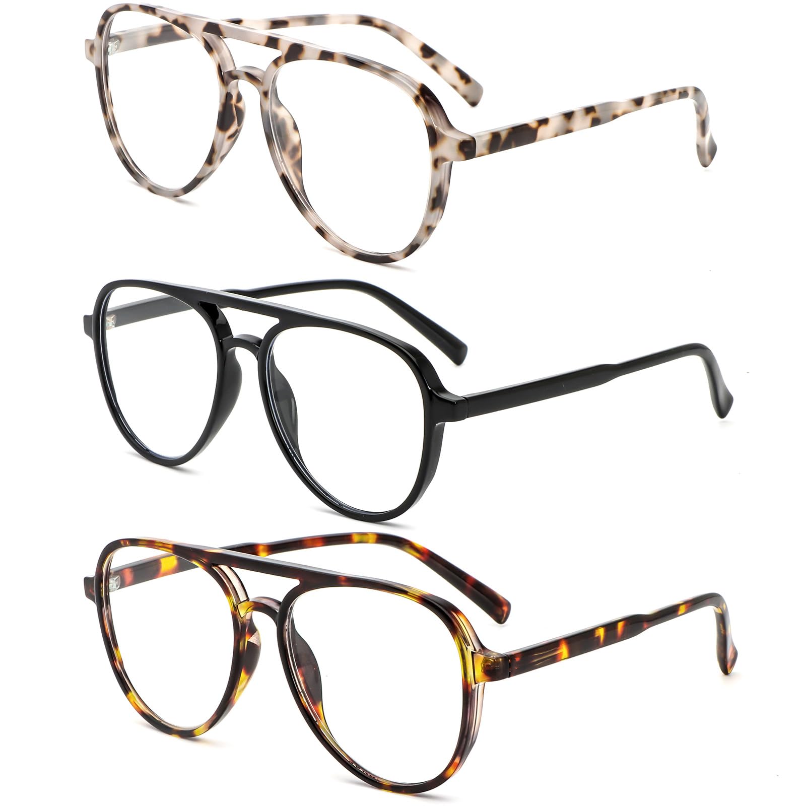 DXYXYO Retro Aviator Reading Glasses for Women, Mens Lightweight Blue Light Blocking Computer Readers