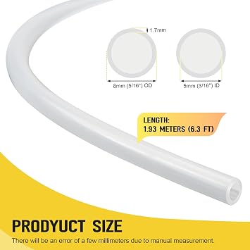 A774 Silicone Pressure Tubing, 3/16 ID Manometer Hose for Combustion Analyzers and Digital Manometers, Manometer Accessories 3/16 ID x 5/16OD, 6' Length High Temp Pure Silicone Hose Tube