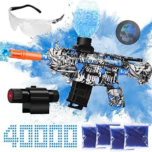 Electric Gel Ball Blaster Toy, Manual & Automatic Splatter Blaster for Orbeez, with 40000+ Water Beads and Goggles, Outdoor Games Toys for Activities Team Game, Ages 12+, Blue