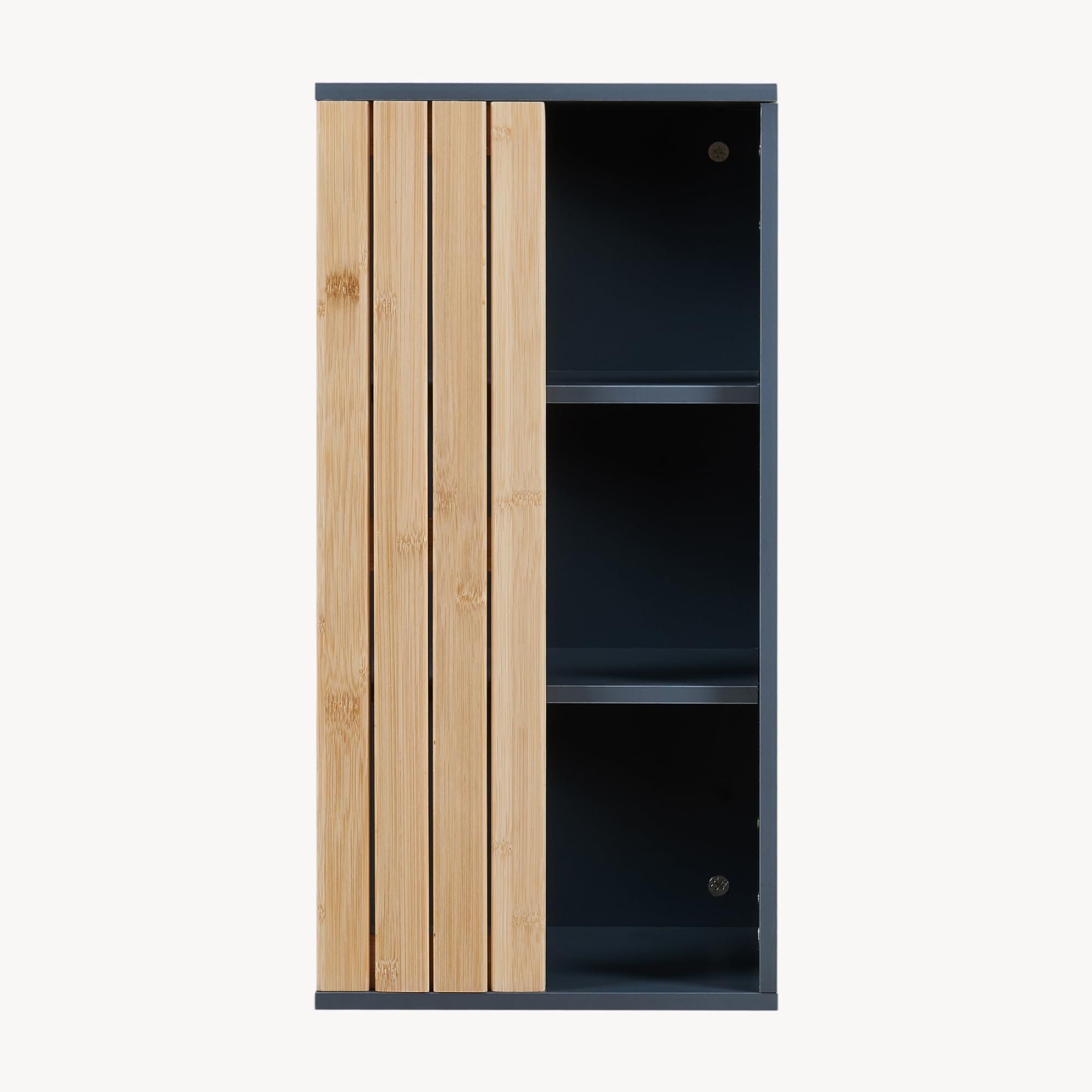 [en.casa] Mobiletto da Parete per Bagno a 3 Ripiani Armadietto Sospeso a Muro con Vani Aperti e Frontale in Bambù 60 x 30 x 20 cm Mensola Pensile per Ingresso Corridoio - Grigio Scuro/Naturale
