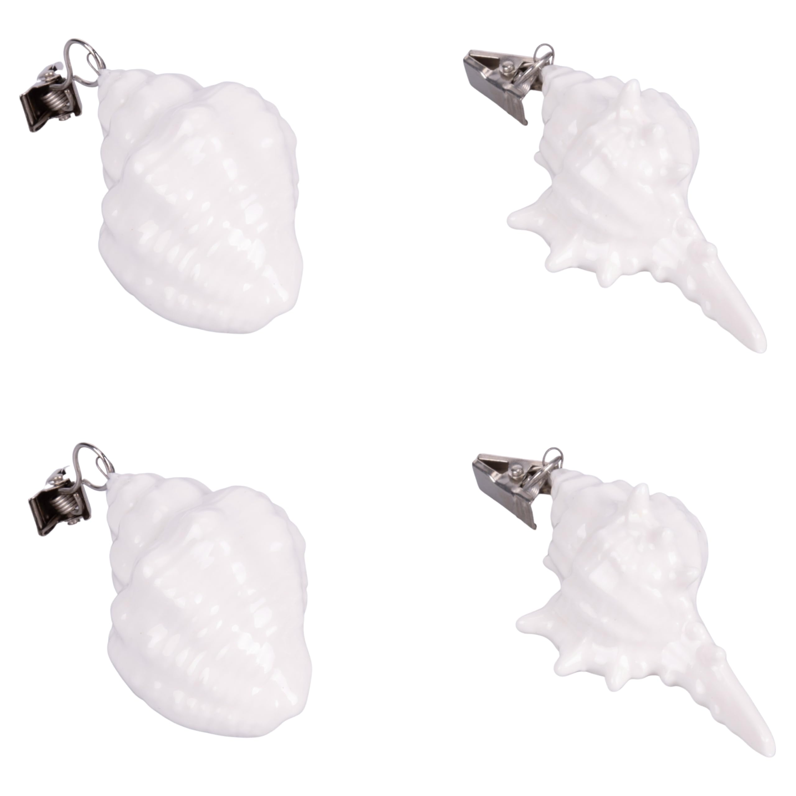 Set of 4 Coastal White Ocean Ceramic Tablecloth Clips