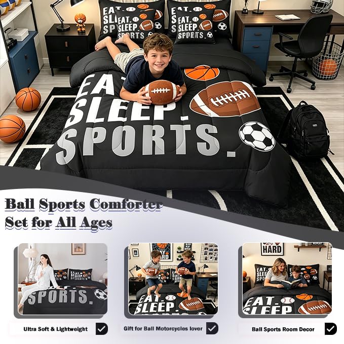 Image of Feelyou Sports Comforter Set Full Size Kids Boys Girls