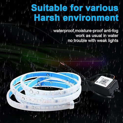 Miniatura 5 de Chemini Tira de luces LED para el exterior del capó del automóvil de 60 pulgadas (4.9ft), multicolor, 12 V 90 LED, luz diurna para SUV, camión,