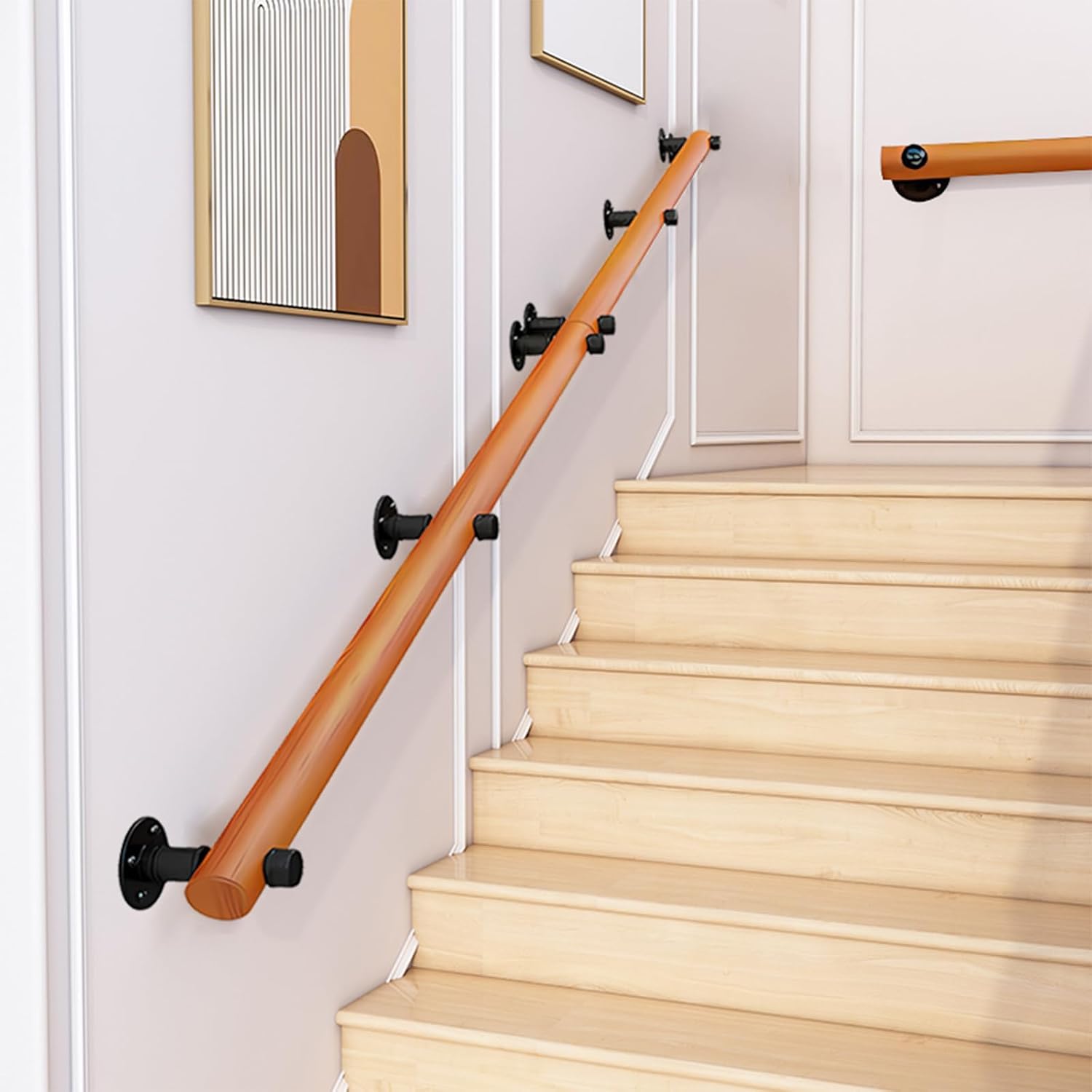Wooden Handrails For Stairs, House Against The Wall, Attic Interior ...
